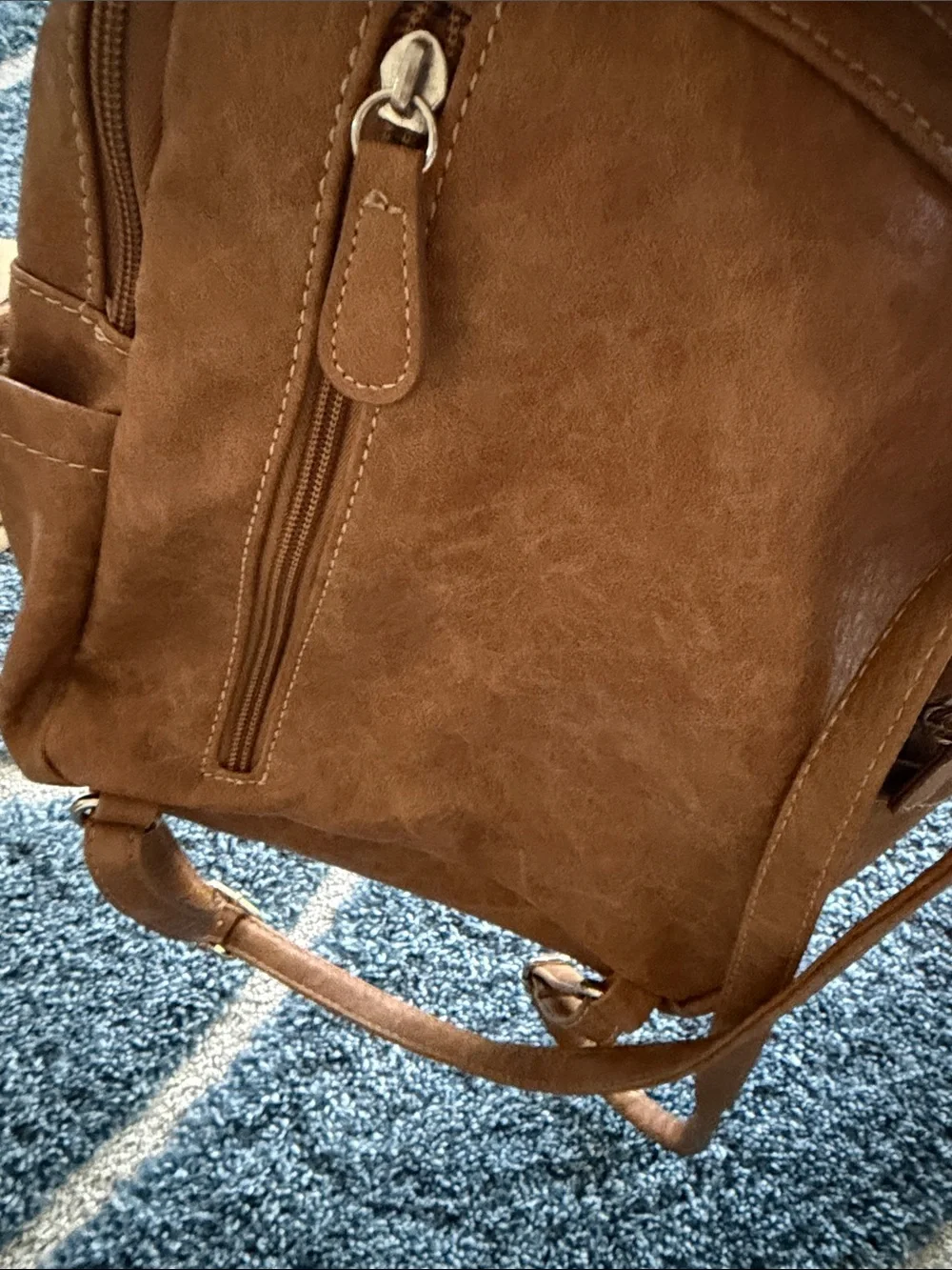 Gently Used..Tan Leatherette Mini Backpack